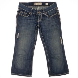 BKE Starlite Jeans 26 Womens Crop Capri Low Rise Blue Denim Stretch 28x19.5